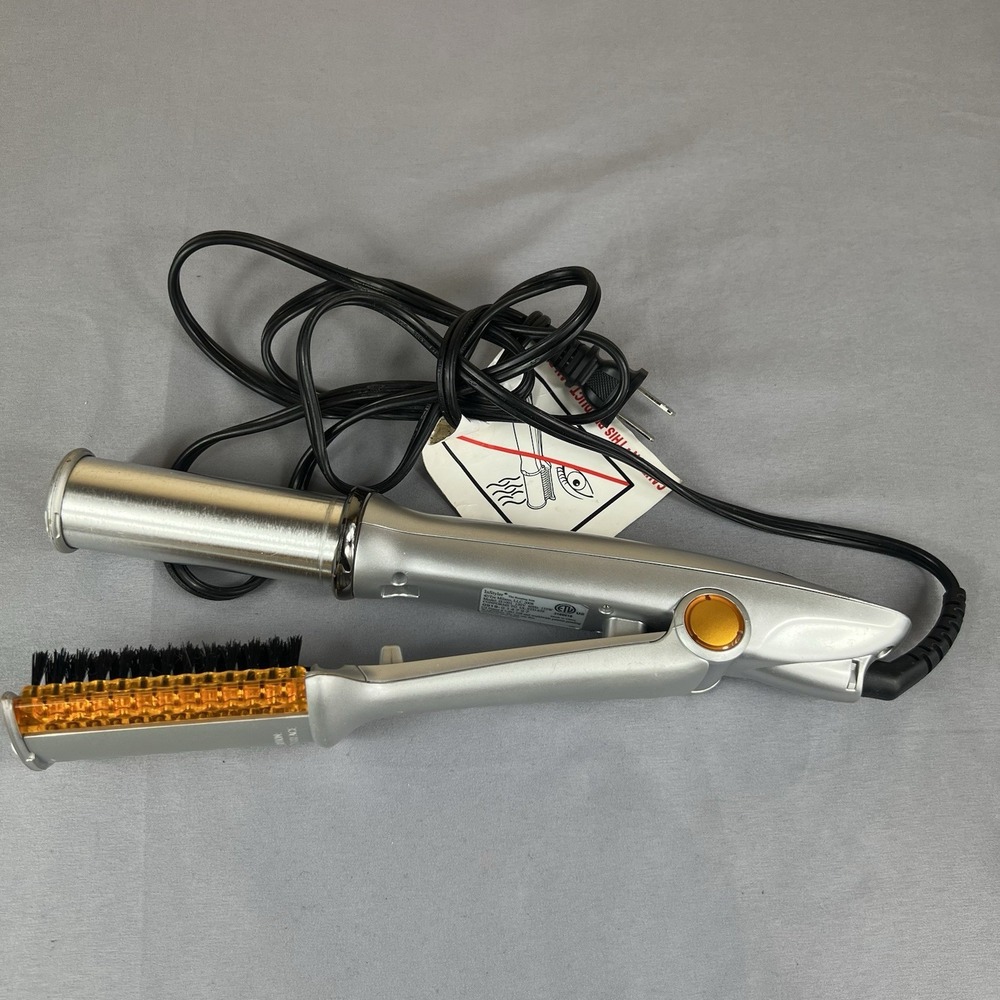 InStyler Rotating Hot Iron Brush 1.25" Barrel Silver Orange IS1001 Tested Used
